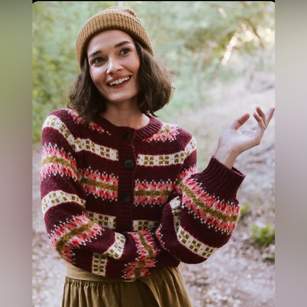 THE GREAT. Fair Isle Cardigan